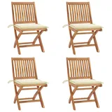 vidaXL Klappbare Gartenstühle mit Kissen 41 x 41 x 88 cm creme 4 St.