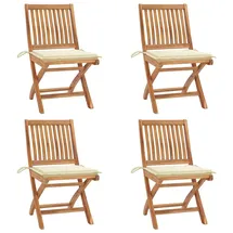vidaXL Klappbare Gartenstühle mit Kissen 41 x 41 x 88 cm creme 4 St.