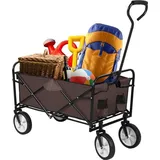 Famanu Gartenwagen faltbar mit 360 Grad drehbaren Rädern und verstellbarem Griff - 200 kg Tragfähigkeit - braun