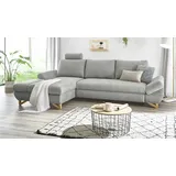 furn.design Ecksofa Struktur-Stoff 284 cm Silber