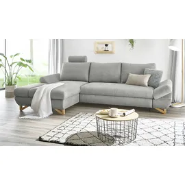 furn.design Ecksofa Struktur-Stoff 284 cm Silber