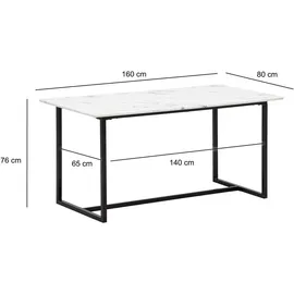 Wohnling Esstisch Weiß Holzwerkstoff, rechteckig, U-Form, 80x76x160 cm Esszimmer, Tische, Esstische
