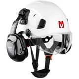 mustbau Sicherheitshelm-Set, EN397 Schutzhelm mit Ohr- und Gesichtsschutz, verstellbares Kopfband von 53 bis 63 cm, strapazierfähiges ABS-Material