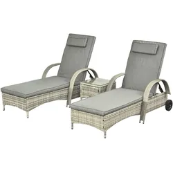 Outsunny Liege Metall, PE Polyrattan, Hartglas, Polyester