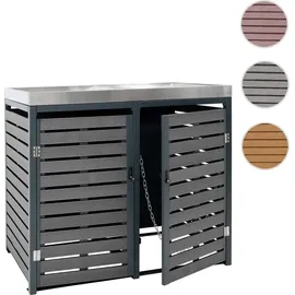 MCW 2er Mülltonnenverkleidung MCW-K14, Mülltonnenbox mit Pflanzkasten, 124x134x84cm WPC Edelstahl 79kg ~ anthrazit