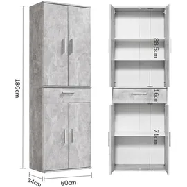 mokebo Der Praktische Mehrzweckschrank 60 x 180 x 34 cm Grau