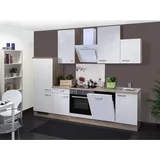 Quartier Küchenzeile Valero 280 cm Hochglanz Weiß-Sonoma Eiche