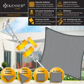 Kesser KESSER® Sonnensegel Sonnenschutz Windschutz HDPE Gewebe wasserabweisend & windabweisend 5-Fach quer vernäht robust | stabil Schattenspender... Garten Balkon Terrasse