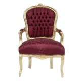Casa Padrino Barock Salon Stuhl Mod1 Bordeaux Musterstoff / Gold