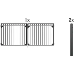 Alberts Doppeltor-Set Circle Gartentor Schmuckzaun, Schwarz + Anthrazit, Höhe 100-120 cm, Aluminium