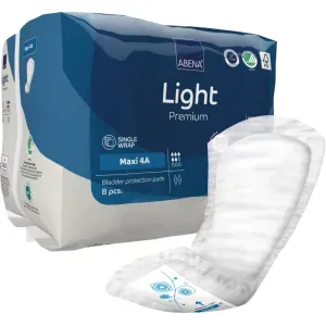 ABENA® Light Premium Inkontinenzeinlagen, Maxi 4 A, Anatomisch geformte Einlagen mit unsichtbarem Auslaufschutz, 1 Packung = 8 Stück