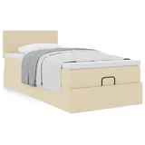 vidaXL Ottoman-Bett mit Matratze Creme 100x200 cm Stoff