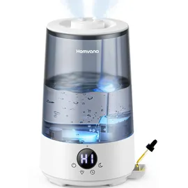 Homvana Luftbefeuchter Schlafzimmer Top-Fill, 3.6L 360°Cool Mist 34H Dauerhaft, Ruhig 16dB (SilentSpary Tech) Klein, Luftbefeuchter Pflanzen, Growtent, Pflanzenbefeuchter, Humidifier Plants (Grau)