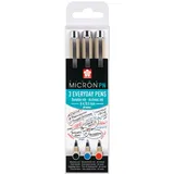 Sakura Pigma Micron PN Office Set - 3 Farben Blau/Rot/Schwarz - Hochwertige Pigmenttintenstifte - 0,3 bis 0,5 mm Spitze zum Schreiben, Zeichnen & Journaling