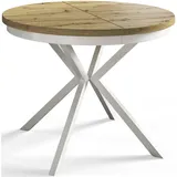 Alpi-Möbel Runder, Hellbraun, Weiß, Holzwerkstoff, Rund, X-Form, 120x76x120 cm, Esszimmer, Tische, Esstische