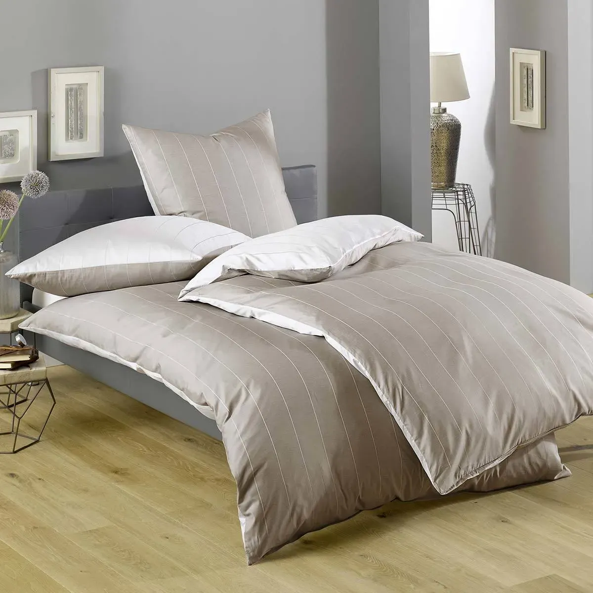 Lorena Wendebettwäsche Monaco beige Kissenbezug einzeln 40x40 cm - beige