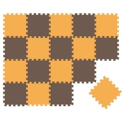 LittleTom Puzzlematte 18 Teile Baby Kinder Puzzlematte ab Null - 30x30cm, gelb braune Matte bunt