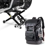 Set: Motorrad Hebebühne Midlift XL bis 500kg in sw ConStands mit Motorrad Rucksack RL3 Hecktasche Vintage 24Ltr sw