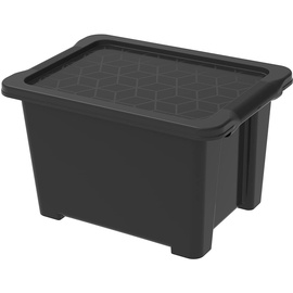 Rotho Evo Easy Aufbewahrungsbox 15l mit Deckel, Kunststoff (PP recycelt), schwarz, 15l (39.0 x 28.0 x 23.0 cm)