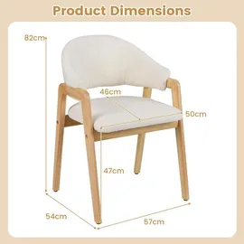 Costway 2er Set Esszimmerstühle, mit gepolstertem Sitz Holz