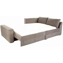 luma-home Ecksofa-Dauerschläfer, Hell-Braun / 15108