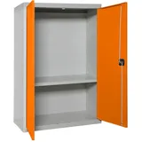 Proregal Stahlschrank Metall 90x80x40 cm Orange/Grau 1x Fachboden