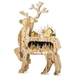 SIKORA LB05 XXL LED Holz Deko Rentier/Hirsch Schwibbogen Inclusive Trafo Höhe ca. 67 cm