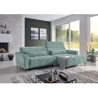 Wohnlandschaft >Wolve< Kopfteilverstellungen, 2 Kissen, Cord mint - 277x108x179cm (BxHxT) - Türkis