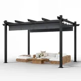 GUNJI® Alu 3x3/3x4m Pergola Gartenpavillon mit Schiebedach Überdachung Pavillon