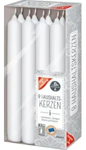 Haushaltskerzen, 21 x 190 mm, Hochwertige Kerzen aus besten Rohstoffen, 1 Packung = 8 Stück, weiß