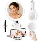 B Beauty Planet 30X/1X Vergrößerungsspiegel mit Licht, Höhenverstellbarer Schminkspiegel mit Beleuchtung, Faltbarer Handspiegel mit Digitalanzeige & Handyhalterung, Tisch- und Reisespiegel
