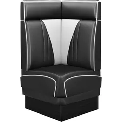 Diner Eckbank | Schwarz | B:H 60 x 123 cm | V-Steppung | Leder | Eckbank American, American Diner Sitzbank, American Dinerbank, American Diner Möbel