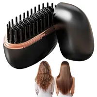 Mini Glätteisen Kabellos, 2 in 1Wiederaufladbare Tragbare Glättbürste, Mini hair Straightener Brush, 3-stufige Temperaturregelung, 10-Sekunden-Schnellaufheizung, für Haare und Bart (Schwarz)