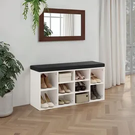 Tectake Schuhschrank 103,5 x 48 x 30 cm mit Sitzbank / schwarz-weiß