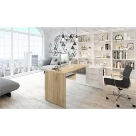 Habitdesign Schreibtisch – weiß 108x145x73h cm - Braun