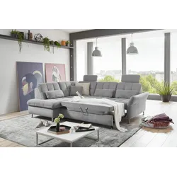 Ecksofa DIE PLANBAR "MP-IN20016 L-Form mit Kaltschaum-Polsterung", silber, B:242cm H:87cm T:116cm, 100% Polyester, Sofas, wahlweise mit Kopfstützen und Bettfunktion, mit Kaltschaum-Polsterung