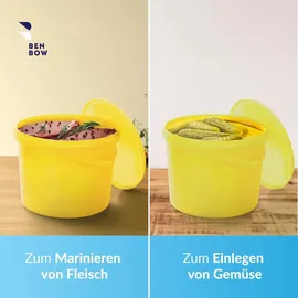 Benbow Eimer mit Deckel 10L x1 Gelb - lebensmittelecht, stabil, luftdicht, auslaufsicher, geruchsneutral - Plastikeimer mit Henkel - leer - Gelb