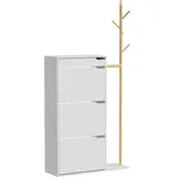 Vicco Schuhschrank Ivo, Weiss, 90 x 181.5 cm mit 3 Fächern, 1 Schublade