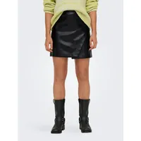 Only Lederimitatrock »ONLZETA HW FAUX LEA SKIRT CC PNT«, mit Wickeloptik, Gr. M (38), Black, , 92514113-M