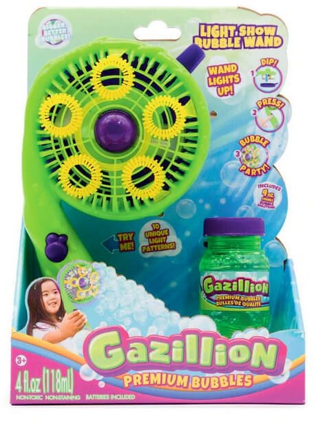 Gazillion Premium-Lichtshow-Seifenblasenstab mit 10 Lichteffekten