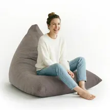 Lumaland Gaming Sitzsack & Bodenkissen | XXL Beanbag in Triangle Form | 150x100x100cm & 370l Volumen | Waschbarer & Robuster Bezug | Ideal als Sessel & Sofa verwendbar | Leichtes Sitzkissen [Hellgrau]