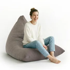 Lumaland Gaming Sitzsack & Bodenkissen | XXL Beanbag in Triangle Form | 150x100x100cm & 370l Volumen | Waschbarer & Robuster Bezug | Ideal als Sessel & Sofa verwendbar | Leichtes Sitzkissen [Hellgrau]