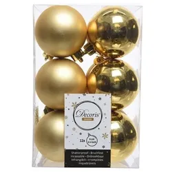 12 Weihnachtskugeln 6cm Kunststoff Christbaumkugeln Plastik bruchsicher gold
