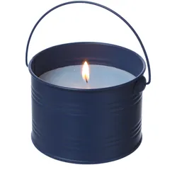 Duftkerze CITRONELLA - Outdoor Echtwachskerze im Metalleimer - H: 8cm - blau