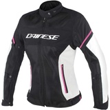 Dainese Air Frame D1 Lady Tex Jacket, Motorradjacke Sommer mit Abnehmbarem Windschutz-Futter, Damen, Schwarz/Vaporous-Gray/Fuchsia, 42