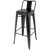Bolero Bistro Barstuhl 4er Set Stahl mit Rückenlehne schwarz