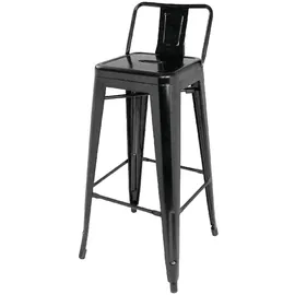 Bolero Bistro Barstuhl 4er Set Stahl mit Rückenlehne schwarz