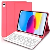 Lielax für iPad 10 Generation Tastatur Hülle für iPad 10.9 Zoll 2022, Hülle mit Tastatur Deutsche QWERTZ, Wireless Abnehmbare Bluetooth Tastatur für ipad 10th Gen 2022-Rosa