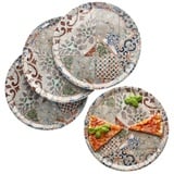 MamboCat Pizzateller 4x Pizzateller Alcazar Ø33cm 4 Personen XL-Teller Fliesenoptik Platte