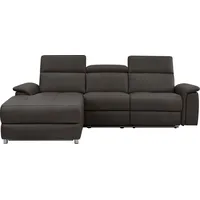 Places of Style Ecksofa »Pareli, L-Form, 259cm,m. Recamiere, Echtleder, Kunstleder, Webstoff«, man. o. elektr. Relaxfunktion, USB/Kopfteilverstellg u. LED grau